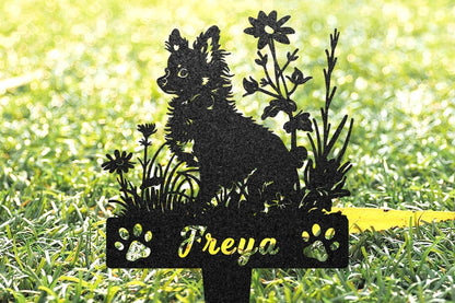 Personalized Chihuahua Memorial Garden Stake, Floral Metal Dog Sign