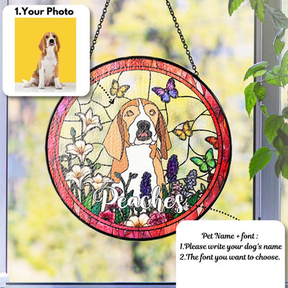 Personalized Stained Glass Dog Portrait Suncatcher – Custom Pet Memorial Gift to Honor and Cherish Your Beloved Companion’s Memory