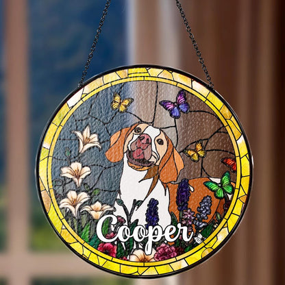 Personalized Stained Glass Dog Portrait Suncatcher – Custom Pet Memorial Gift to Honor and Cherish Your Beloved Companion’s Memory
