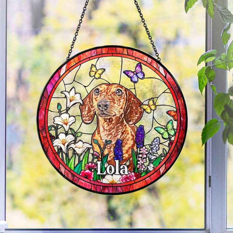 Personalized Dog Memorial Suncatcher,Dog Memorial Gift, Dog Loss Sympathy Gift, Loss of Pet Gift, Pet Remembrance Gift, Pet Suncatcher