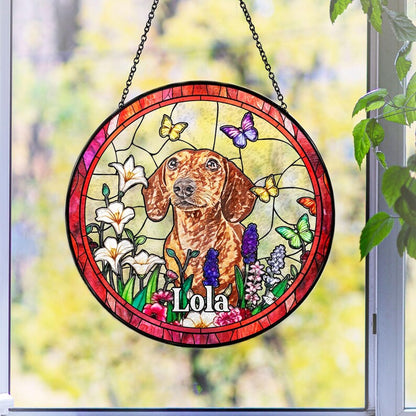 Personalized Dog Memorial Suncatcher,Dog Memorial Gift, Dog Loss Sympathy Gift, Loss of Pet Gift, Pet Remembrance Gift, Pet Suncatcher