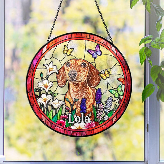 Personalized Dog Memorial Suncatcher,Dog Memorial Gift, Dog Loss Sympathy Gift, Loss of Pet Gift, Pet Remembrance Gift, Pet Suncatcher