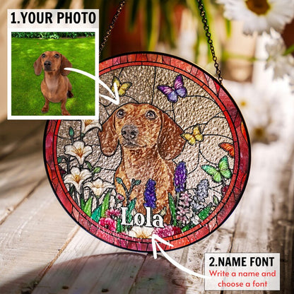 Personalized Dog Memorial Suncatcher,Dog Memorial Gift, Dog Loss Sympathy Gift, Loss of Pet Gift, Pet Remembrance Gift, Pet Suncatcher