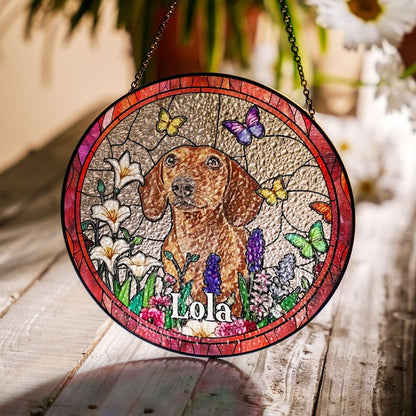 Personalized Dog Memorial Suncatcher,Dog Memorial Gift, Dog Loss Sympathy Gift, Loss of Pet Gift, Pet Remembrance Gift, Pet Suncatcher