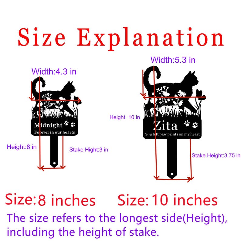 Custom Cat Memorial Stake,Cat Grave Marker,Metal Cat Garden Stake with Flowers,Personalized Cat Loss Gift,Cat Garden Decor,Cat Yard Stake