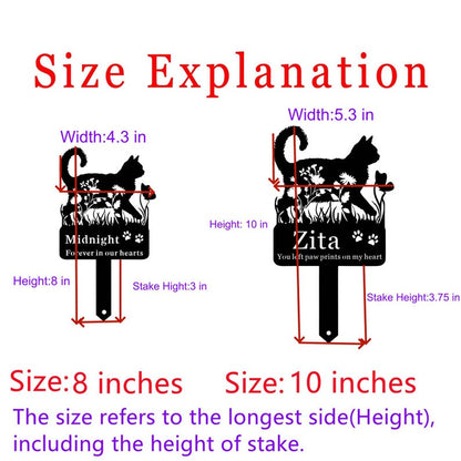 Custom Cat Memorial Stake,Cat Grave Marker,Metal Cat Garden Stake with Flowers,Personalized Cat Loss Gift,Cat Garden Decor,Cat Yard Stake