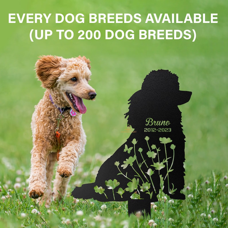 Custom Dog Memorial Stake: Metal Pet Memorial Garden Stake with Dog Name and Dates