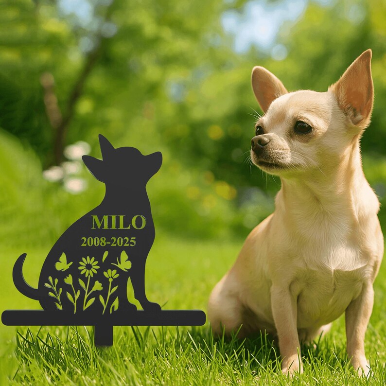 Custom Chihuahua Memorial Garden Stake – Personalized Pet Loss Gift