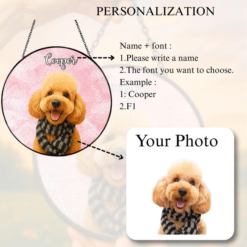 Custom Pet Portrait From Photo Custom Pet Portrait Custom Dog Portrait Pet Memorial Gift Suncatcher Gift For Her Gift for Dog Pet Loss