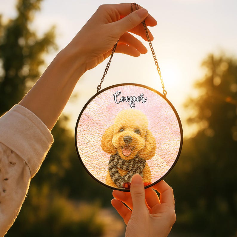 Custom Pet Portrait From Photo Custom Pet Portrait Custom Dog Portrait Pet Memorial Gift Suncatcher Gift For Her Gift for Dog Pet Loss