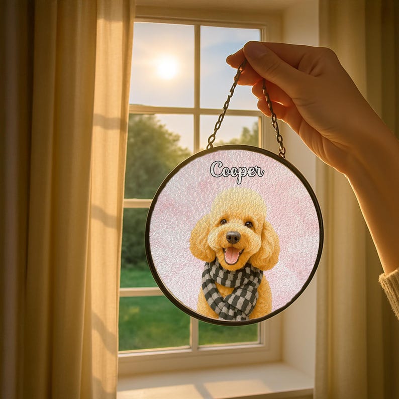 Custom Pet Portrait From Photo Custom Pet Portrait Custom Dog Portrait Pet Memorial Gift Suncatcher Gift For Her Gift for Dog Pet Loss