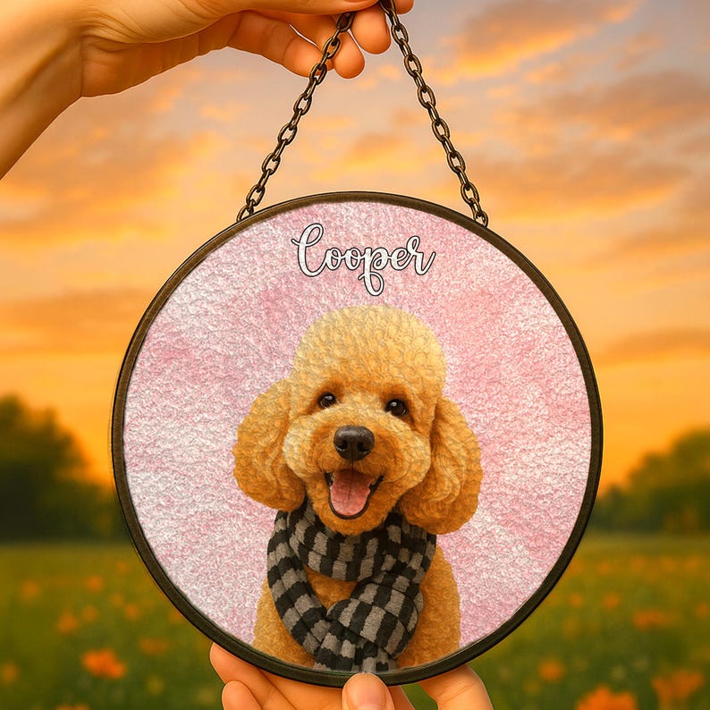 Custom Pet Portrait From Photo Custom Pet Portrait Custom Dog Portrait Pet Memorial Gift Suncatcher Gift For Her Gift for Dog Pet Loss