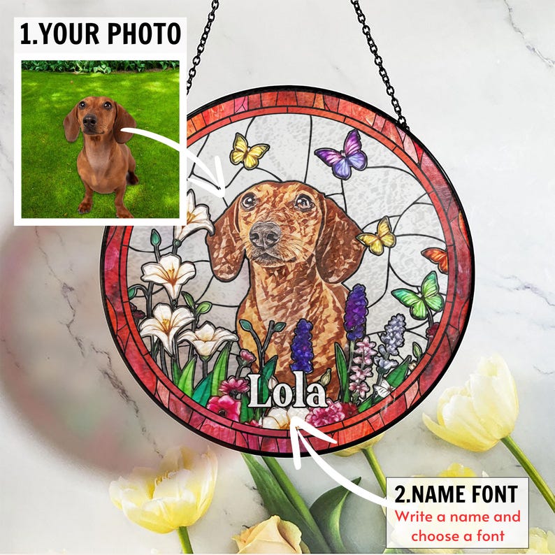 Personalized Loss Of Dogs Sympathy Gift, Dog Memorial Suncatcher, Pet Memorial Gift, Pet Loss Gift, Dog Sympathy Gift, Pet Suncatcher CDS01