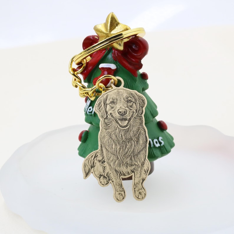 Custom Dog Photo Keychain, Cat Picture Keychains, Personalized Engraved Pet Portrait Key Chain, Key Ring for Pet Loss, Dog Memorial Gift