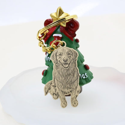 Custom Dog Photo Keychain, Cat Picture Keychains, Personalized Engraved Pet Portrait Key Chain, Key Ring for Pet Loss, Dog Memorial Gift