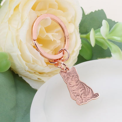 Custom Dog Photo Keychain, Cat Picture Keychains, Personalized Engraved Pet Portrait Key Chain, Key Ring for Pet Loss, Dog Memorial Gift