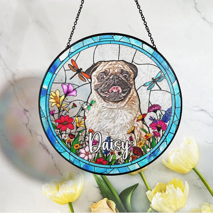 Custom Dog Photo Suncatcher – Personalized Memorial Ornament