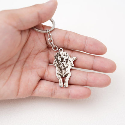 Custom Pet Portrait Keychain: Stainless Steel Dog Memorial Gift