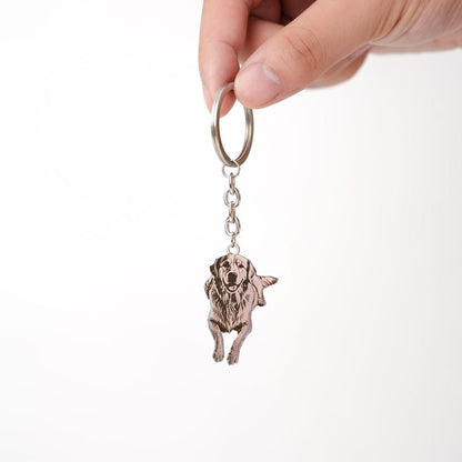 Custom Pet Portrait Keychain: Stainless Steel Dog Memorial Gift
