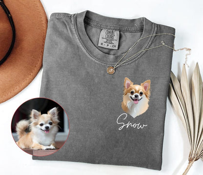 Comfort Colors® Custom Pet Shirt, Pet photo and name, Personalized Pet Portrait Shirt, Custom Dog Cat Graphic Tee, Pet Lover Gift, Dog Lover