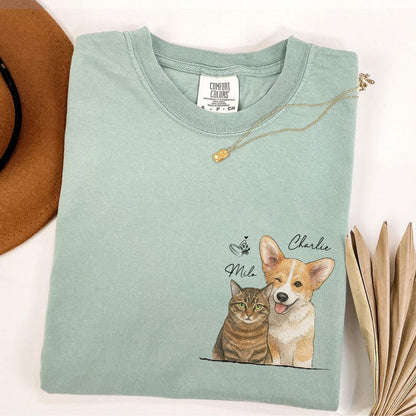 Comfort Colors Custom Dogs Face Watercolor Photo Shirt, Pet Portrait Crew Neck Gift For Dog Cat Lover