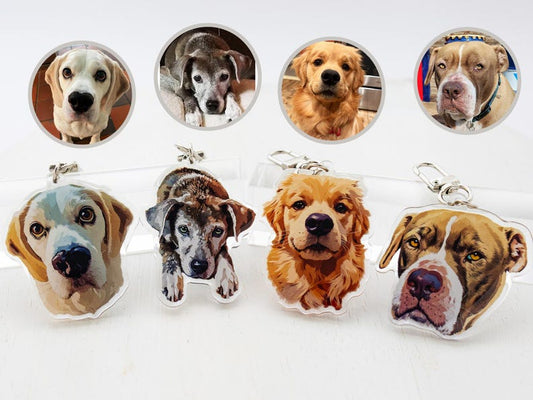 Pet Portrait Keychain, Custom Cat Keychain, Personalized Dog Photo Keychain, Pet Memorial Gift, Gift for Pet Lovers, Custom Dog Bag Charm
