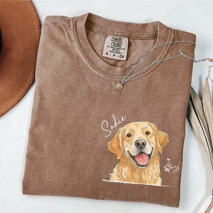 Comfort Colors Custom Dogs Face Watercolor Photo Shirt, Pet Portrait Crew Neck Gift For Dog Cat Lover