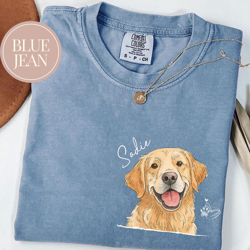 Comfort Colors Custom Dogs Face Watercolor Photo Shirt, Pet Portrait Crew Neck Gift For Dog Cat Lover