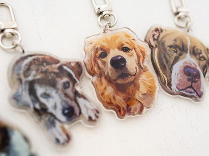 Pet Portrait Keychain, Custom Cat Keychain, Personalized Dog Photo Keychain, Pet Memorial Gift, Gift for Pet Lovers, Custom Dog Bag Charm