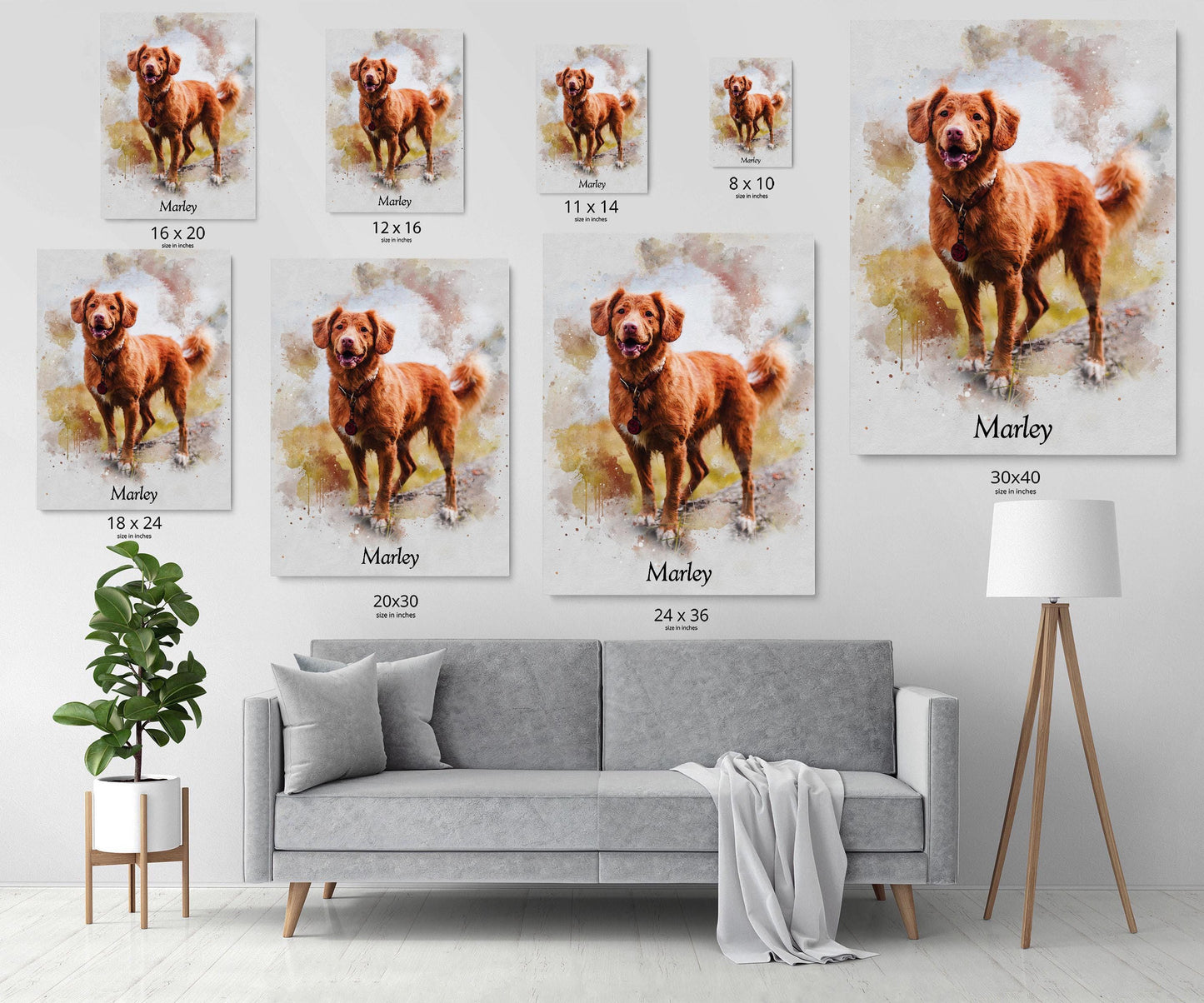 Custom Dog Portrait from Photo – Pet Wall Art Poster or Canvas