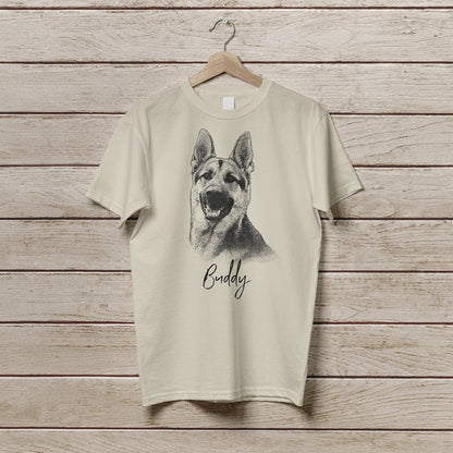 Custom Pet T Shirt with Pet Photo + Name | Personalized Pet Portrait Shirt | Custom Dog Cat Graphic Tee | Custom Pet Art Shirt
