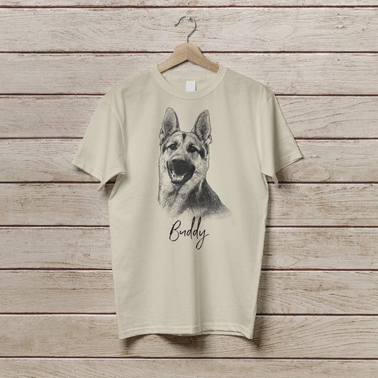 Custom Pet T Shirt with Pet Photo + Name | Personalized Pet Portrait Shirt | Custom Dog Cat Graphic Tee | Custom Pet Art Shirt