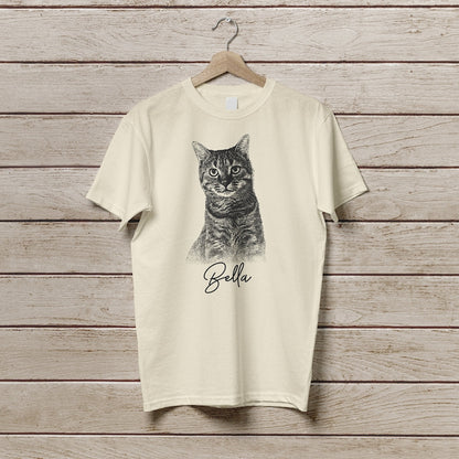 Custom Pet T Shirt with Pet Photo + Name | Personalized Pet Portrait Shirt | Custom Dog Cat Graphic Tee | Custom Pet Art Shirt