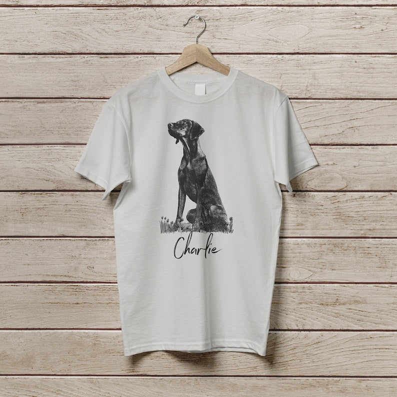 Custom Pet T Shirt with Pet Photo + Name | Personalized Pet Portrait Shirt | Custom Dog Cat Graphic Tee | Custom Pet Art Shirt