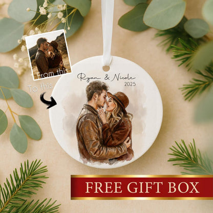 Personalized Watercolor Pet Photo Ornament | Custom Memorial Keepsake |