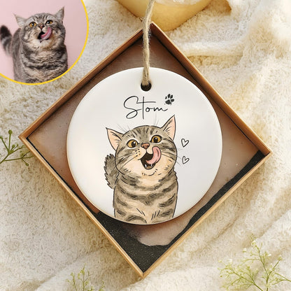 Personalized Watercolor Pet Photo Ornament: Custom Memorial Keepsake