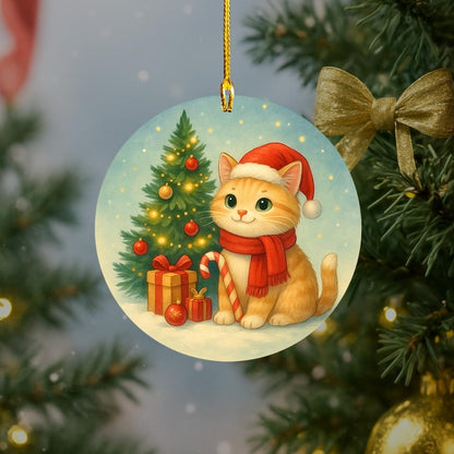 Pet Christmas Ornament, Kitty with Candy Cane Christmas Ornaments, Cat Lover Xmas Gift 2025