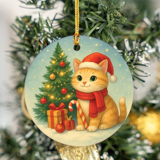 Pet Christmas Ornament, Kitty with Candy Cane Christmas Ornaments, Cat Lover Xmas Gift 2025
