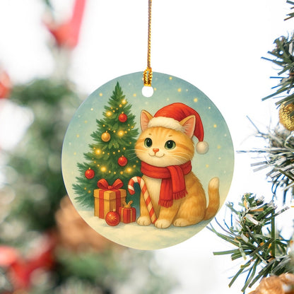 Pet Christmas Ornament, Kitty with Candy Cane Christmas Ornaments, Cat Lover Xmas Gift 2025