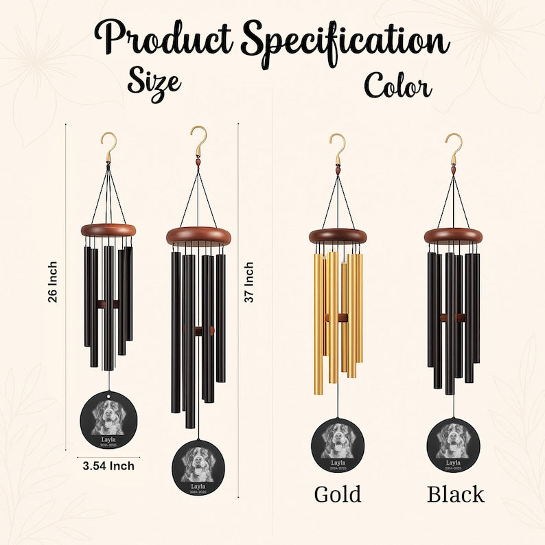 Outdoor Pet Memorial Wind Chime – Custom Engraved Tribute