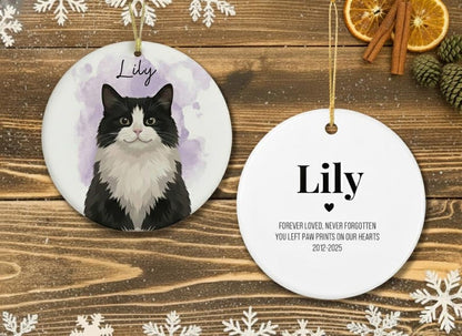 Custom Pet Portrait Christmas Ornament, Personalized Watercolor Style Dog Photo Gift Ceramic Memorial Keepsake for Dog Mom Xmas Ornaments