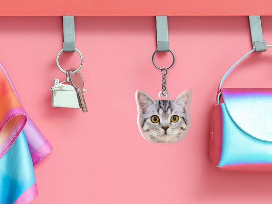 Custom Engraved Pet Portrait Keychain,Personalized Dog and Cat Image Memorial Tag,Stainless Steel Sketch Keyring,Unique Gift for Pet Lovers