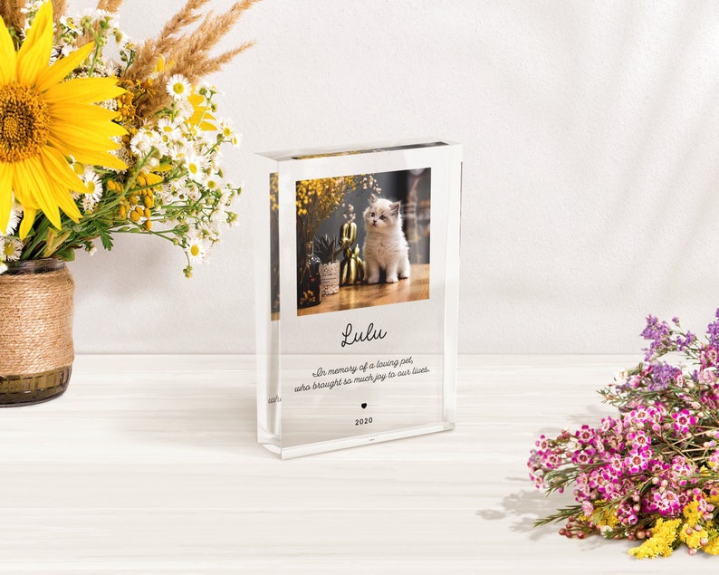 Personalized Cat Memorial Acrylic Block: Pet Loss Sympathy Gift