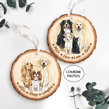 Hand-Painted Pet Portrait From Photos Ornament, Family Portrait with Pet Christmas Keepsake