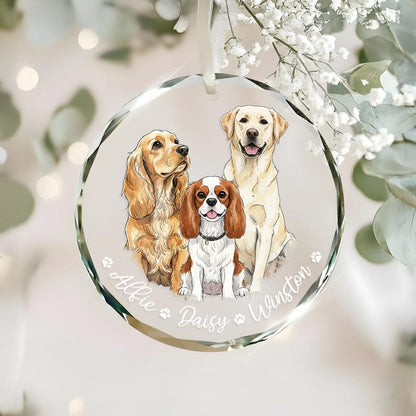 Hand-Painted Pet Portrait From Photos Ornament, Family Portrait with Pet Christmas Keepsake