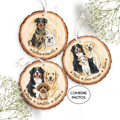 Hand-Painted Pet Portrait From Photos Ornament, Family Portrait with Pet Christmas Keepsake