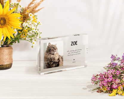 Personalized Cat Memorial Acrylic Block: Pet Loss Sympathy Gift