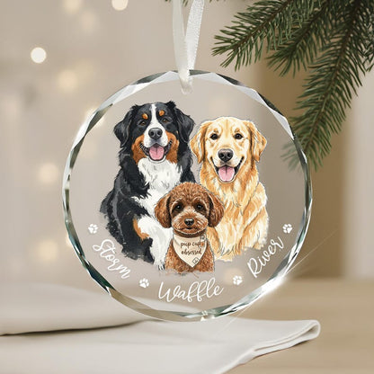 Hand-Painted Pet Portrait From Photos Ornament, Family Portrait with Pet Christmas Keepsake