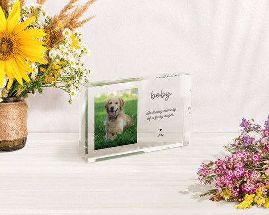 Personalized Pet Memorial Acrylic Photo Block: Bereavement Gift