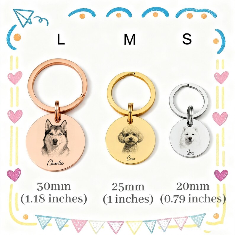 Custom Engraved Pet Portrait Keychain,Personalized Dog and Cat Image Memorial Tag,Stainless Steel Sketch Keyring,Unique Gift for Pet Lovers